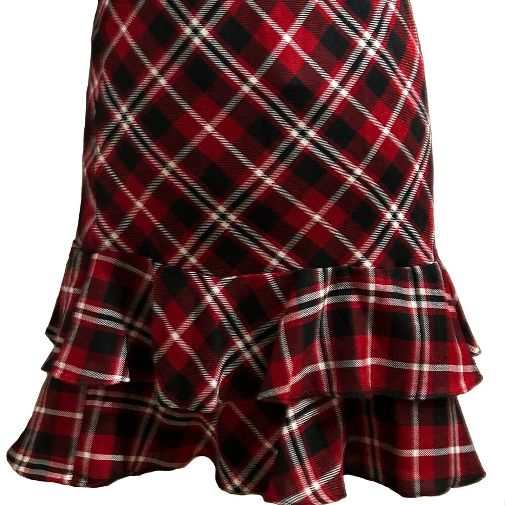 Lauren Ralph Lauren Red Plaid Skirt with Ruffles